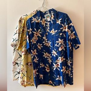 Three Mens Large Paradise Found Vintage 100 % Cotton Hawaiian Shirts . Lot of 3